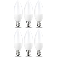 AmazonBasics Bombilla LED E14- 5.5W (equivalente a 40W)- Blanco Cálido- 6 unidades